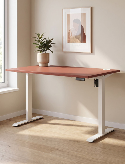Air Lite Height Adjustable Office Desk Brick Red 1200mm Sit Stand Desk HA04475