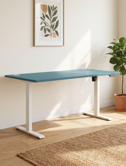 Air Lite Height Adjustable Office Desk Dark Teal 1600mm Sit Stand Desk HA04511