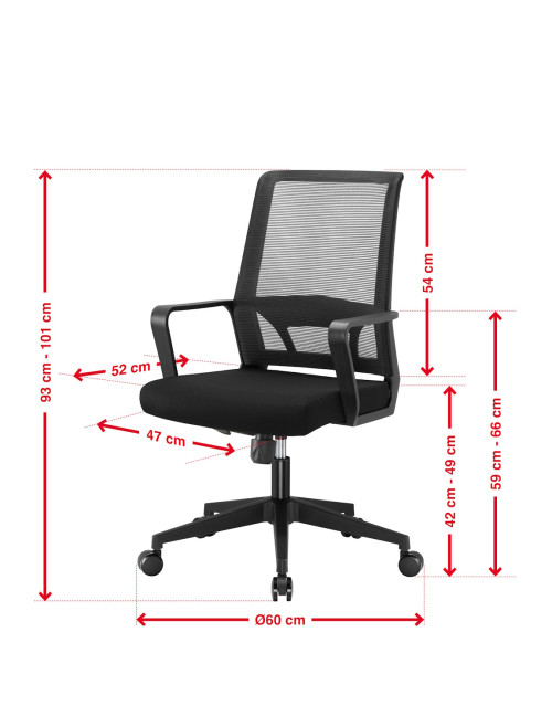 Mesh Office Chair Cambridge Black Office Chair CH-CAM-BLK - enlarged view