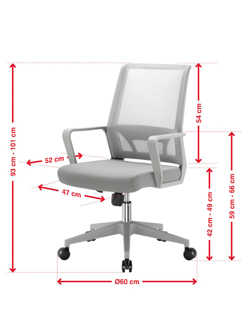 Mesh Office Chair Cambridge Grey Office Chair CH-CAM-GRY - enlarged view