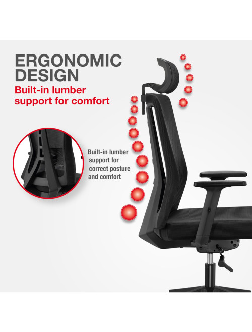 Mesh Office Chair Oxford Plus Black Office Chair CH-OXFP-BLK - enlarged view