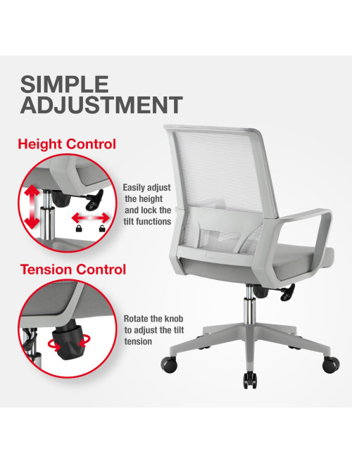 Mesh Office Chair Cambridge Grey Office Chair CH-CAM-GRY - enlarged view