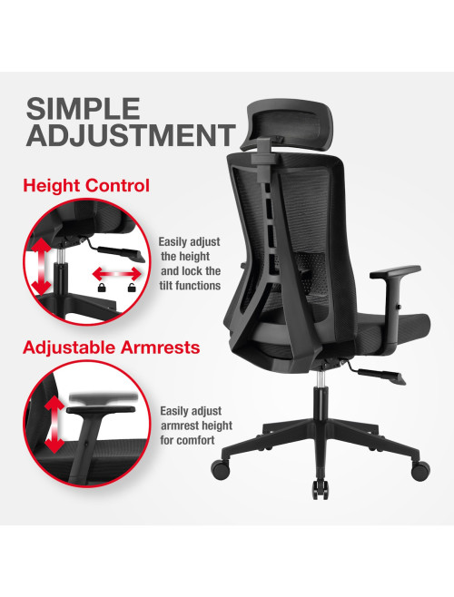 Mesh Office Chair Oxford Plus Black Office Chair CH-OXFP-BLK - enlarged view