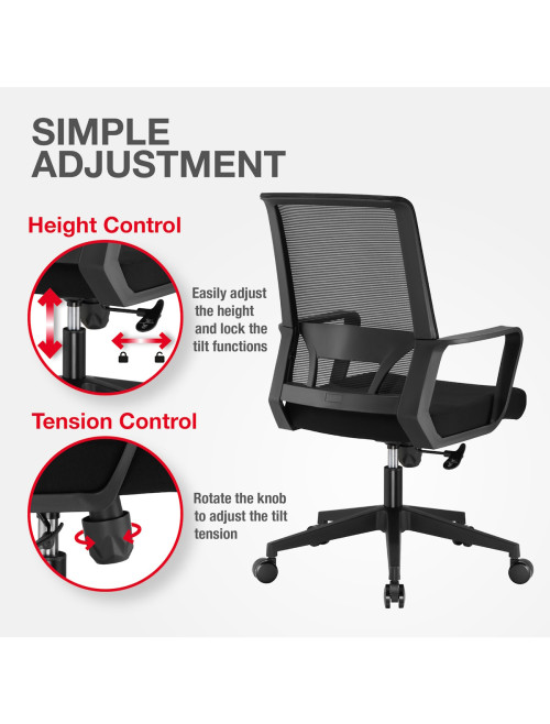 Mesh Office Chair Cambridge Black Office Chair CH-CAM-BLK - enlarged view