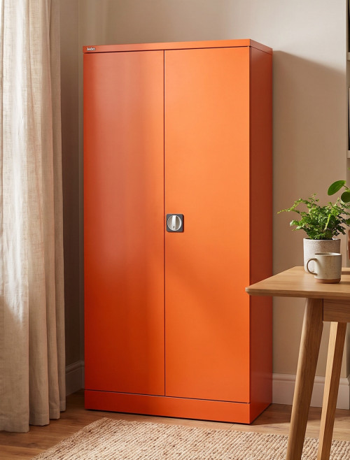 Office Storage Qube 2 Door Metal Office Cupboard Sienna Orange 1830mm QC2SOR