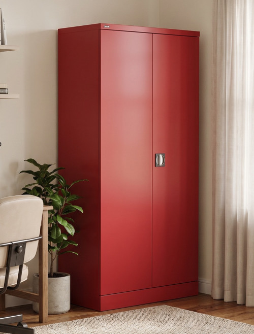 Office Storage Qube 2 Door Metal Office Cupboard Red 1830mm QC2RED