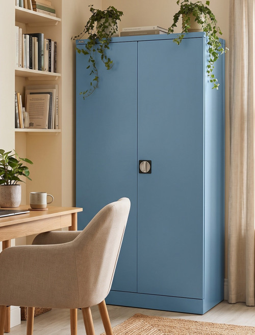 Office Storage Qube 2 Door Metal Office Cupboard Pastel Blue 1830mm QC2PBL