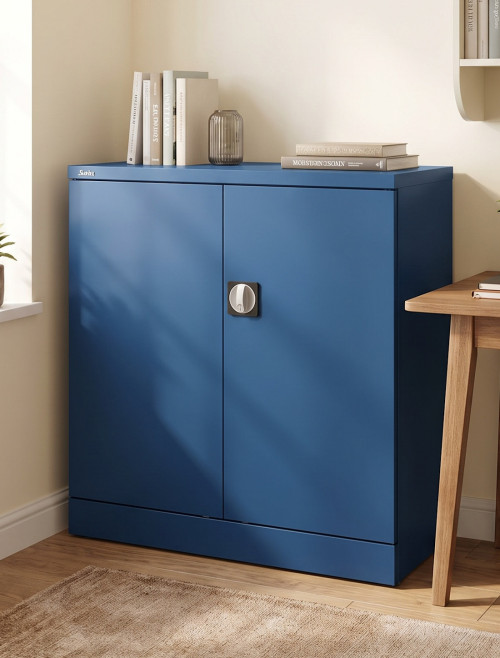 Office Storage Qube 2 Door Metal Office Cupboard Blue 1020mm QC1BLU