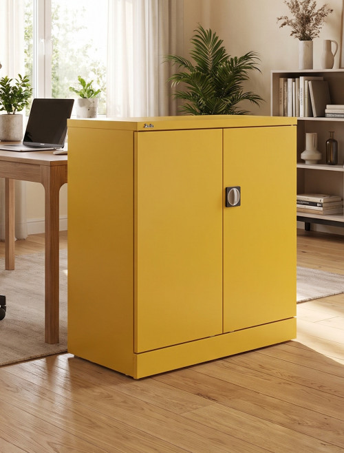 Office Storage Qube 2 Door Metal Office Cupboard Lemon Yellow 1020mm QC1YLW