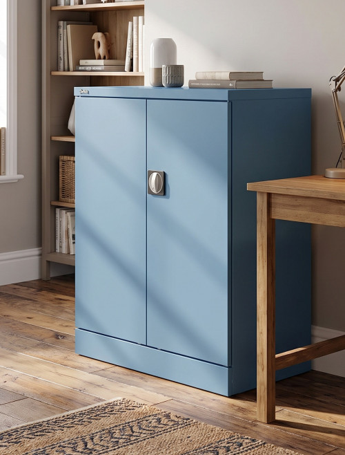 Office Storage Qube 2 Door Metal Office Cupboard Pastel Blue 1020mm QC1PBL