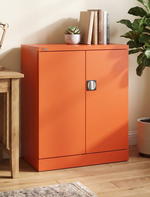 Office Storage Qube 2 Door Metal Office Cupboard Sienna Orange 1020mm QC1SOR