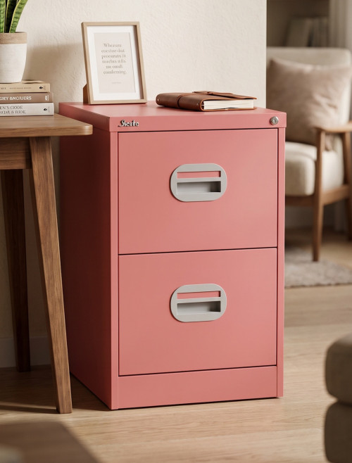 Office Storage Qube 2 Drawer Filing Cabinet Antique Pink Q2FCPNK