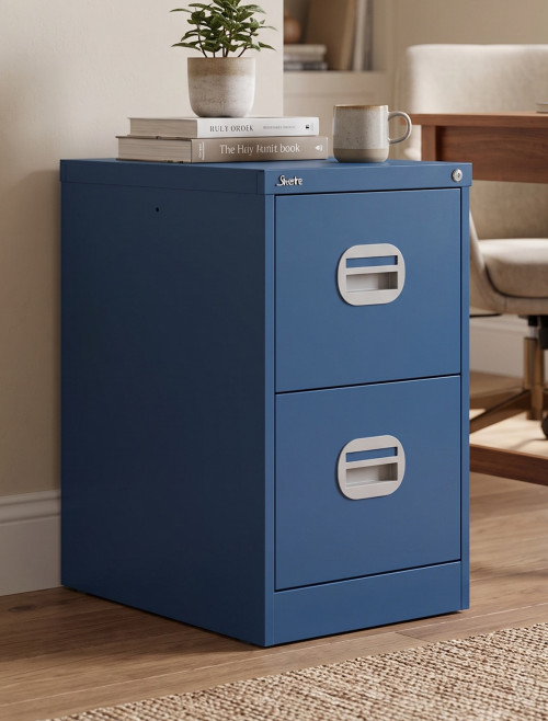 Office Storage Qube 2 Drawer Filing Cabinet Blue Q2FCBLU