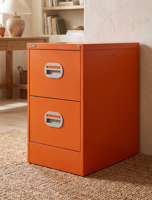 Office Storage Qube 2 Drawer Filing Cabinet Sienna Orange Q2FCSOR