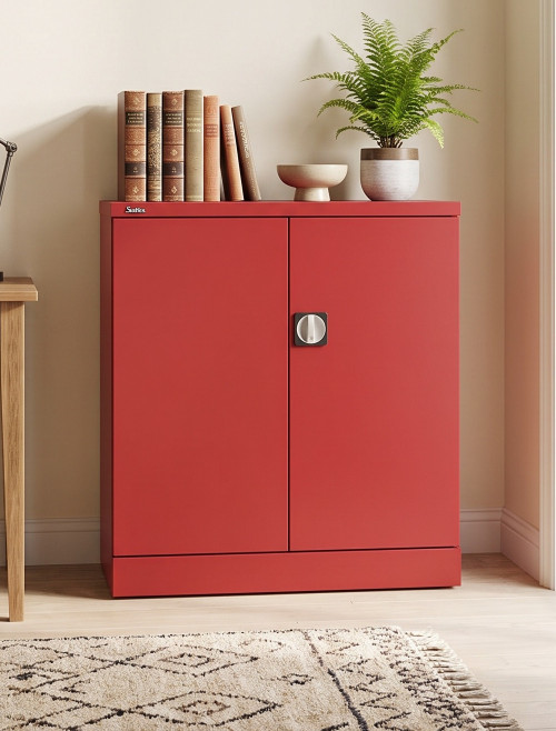 Office Storage Qube 2 Door Metal Office Cupboard Red 1020mm QC1RED