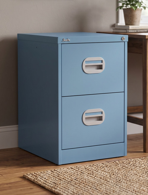 Office Storage Qube 2 Drawer Filing Cabinet Pastel Blue Q2FCPBL