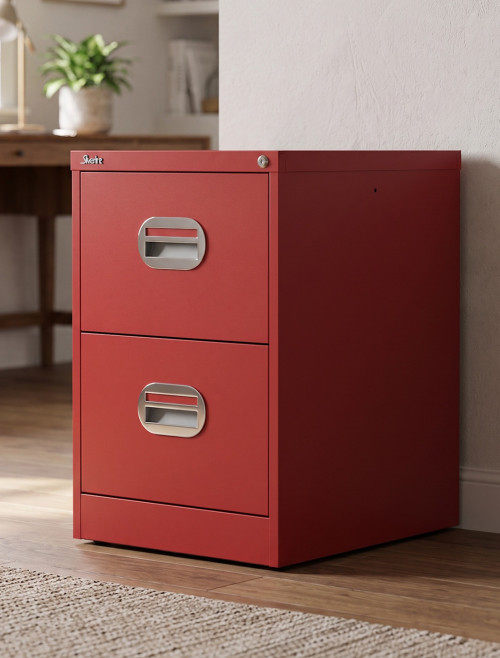 Office Storage Qube 2 Drawer Filing Cabinet Red Q2FCRED