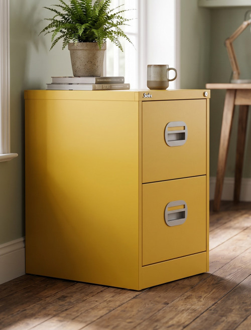 Office Storage Qube 2 Drawer Filing Cabinet Lemon Yellow Q2FCYLW