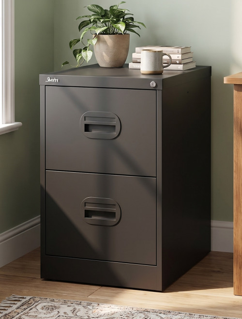 Office Storage Qube 2 Drawer Filing Cabinet Black Q2FCBLK