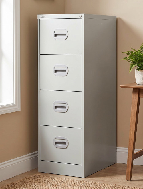 Office Storage Qube 4 Drawer Filing Cabinet Grey Q4FCGRY