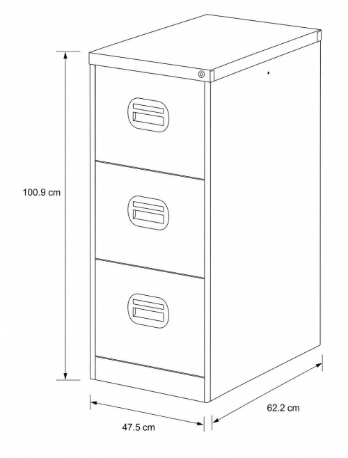 Office Storage Qube 3 Drawer Filing Cabinet Black Q3FCBLK - enlarged view