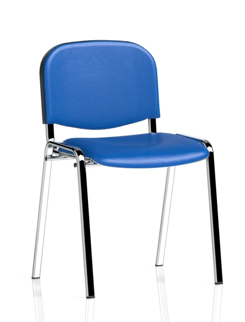 Stacking Chair Iso Blue Vinyl Reception Visitors Chair Chrome Frame BR000072