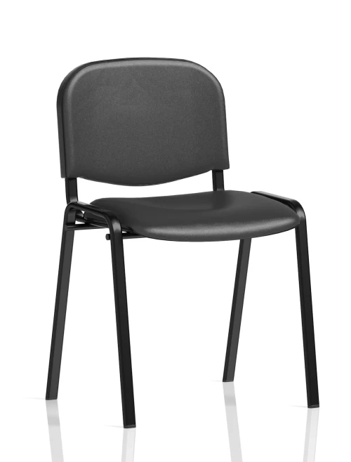 Stacking Chair Iso Black Vinyl Reception Visitors Chair Black Frame BR000062