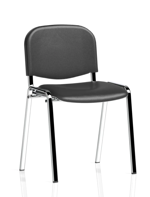 Stacking Chair Iso Black Vinyl Reception Visitors Chair Chrome Frame BR000071