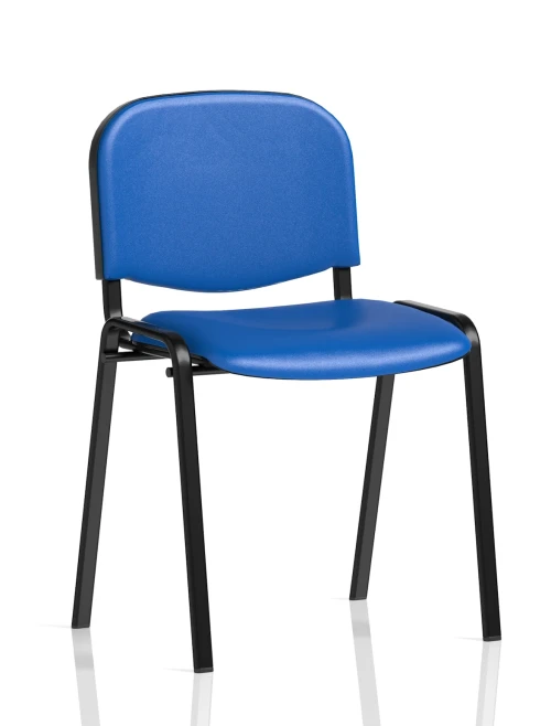 Stacking Chair Iso Blue Vinyl Reception Visitors Chair Black Frame BR000063