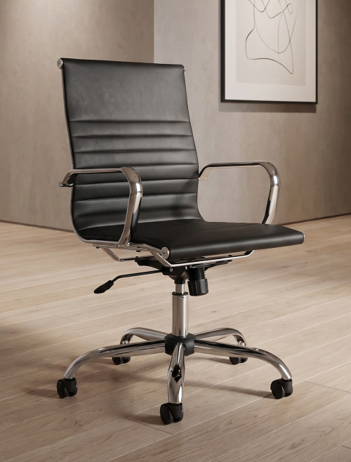 Office Chair Black Nola Medium Back Bonded Leather Executive Chair OP000225