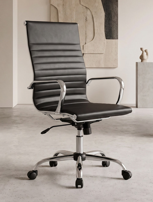 Office Chair Black Nola High Back Bonded Leather Executive Chair OP000226