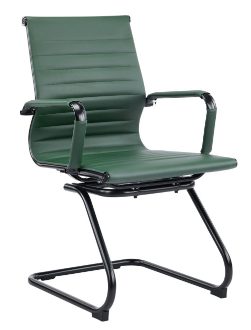 Bonded Leather Visitor Chair Aura Cantilever Forest Green Office Chair BCL/8003AV/BK-FGN - enlarged view