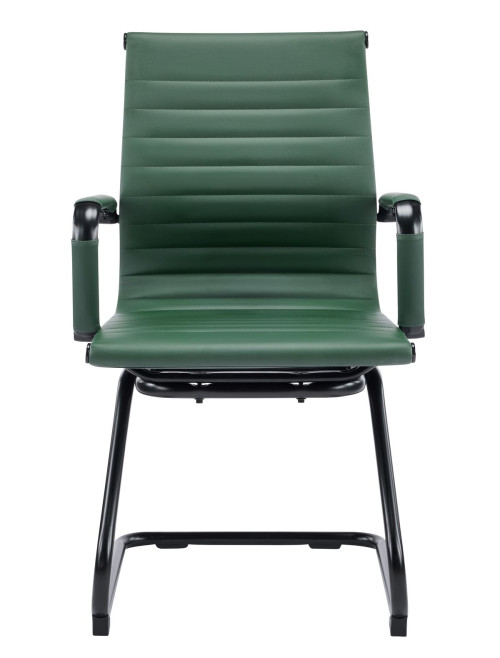 Bonded Leather Visitor Chair Aura Cantilever Forest Green Office Chair BCL/8003AV/BK-FGN - enlarged view