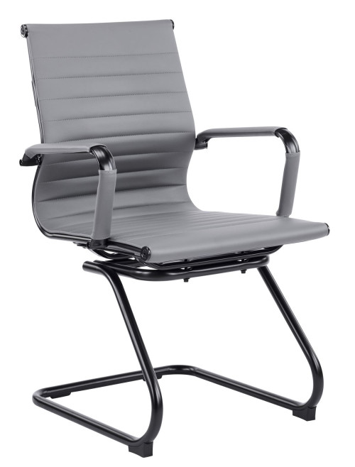 Bonded Leather Visitor Chair Aura Cantilever Grey Office Chair BCL/8003AV/BK-GY - enlarged view