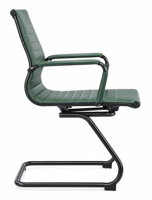 Bonded Leather Visitor Chair Aura Cantilever Forest Green Office Chair BCL/8003AV/BK-FGN - enlarged view