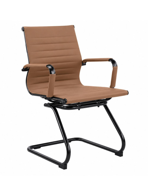 Bonded Leather Visitor Chair Aura Cantilever Brown Office Chair BCL/8003AV/BK-BW - enlarged view