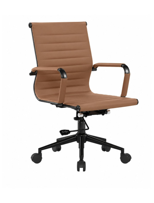 Bonded Leather Office Chair Brown Aura Medium Back Chair BCL/8003/BK-BW - enlarged view