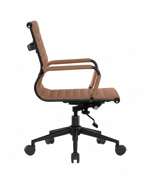 Bonded Leather Office Chair Brown Aura Medium Back Chair BCL/8003/BK-BW - enlarged view