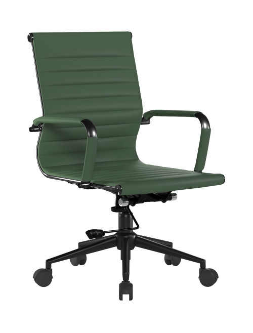 Bonded Leather Office Chair Forest Green Aura Medium Back Chair BCL/8003/BK-FGN - enlarged view