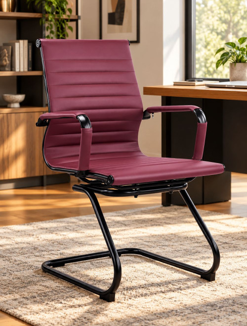 Bonded Leather Visitor Chair Aura Cantilever Ox Blood Office Chair BCL/8003AV/BK-OX