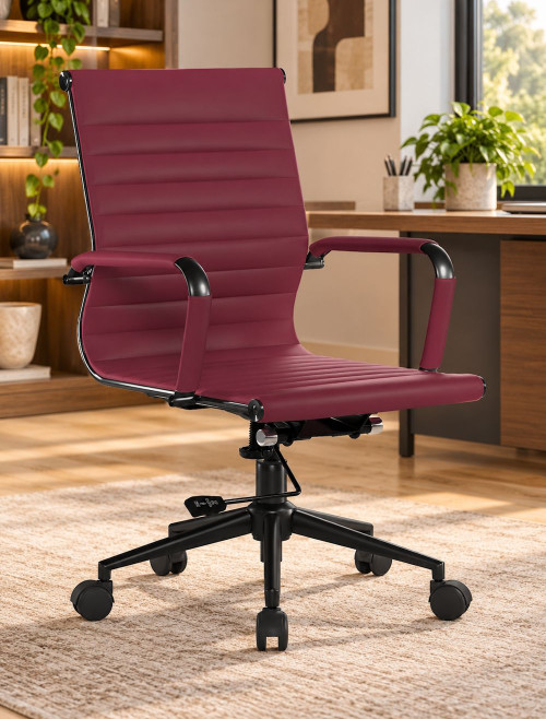 Bonded Leather Office Chair Ox Blood Aura Medium Back Chair BCL/8003/BK-OX