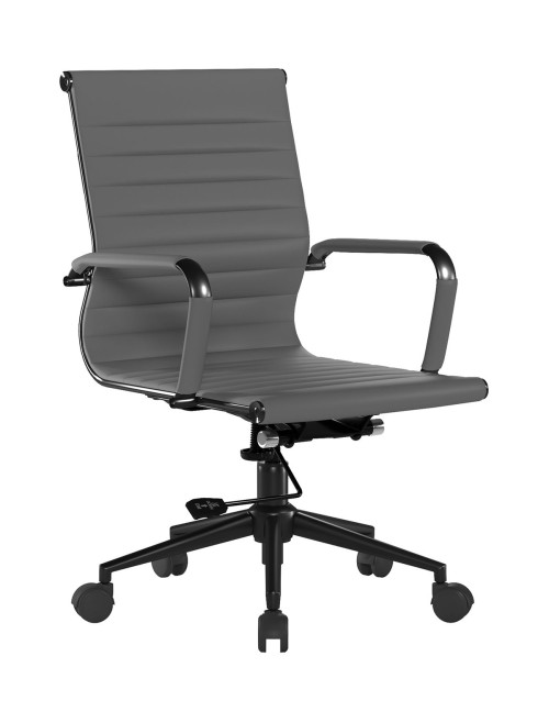 Bonded Leather Office Chair Grey Aura Medium Back Chair BCL/8003/BK-GY - enlarged view