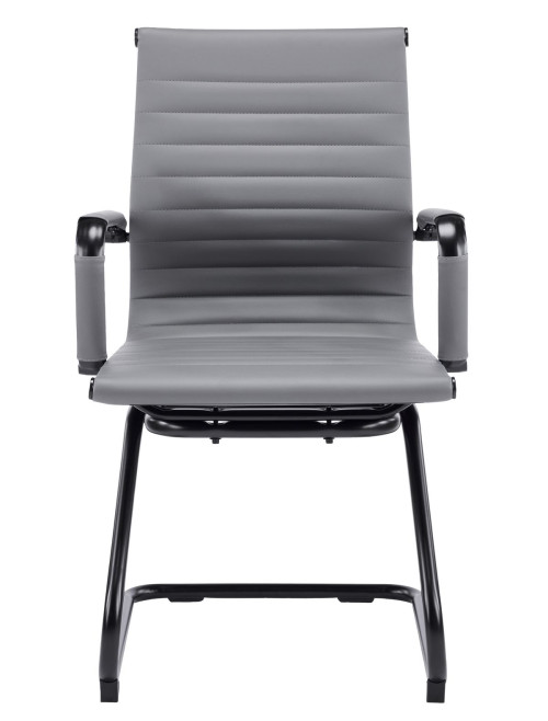 Bonded Leather Visitor Chair Aura Cantilever Grey Office Chair BCL/8003AV/BK-GY - enlarged view