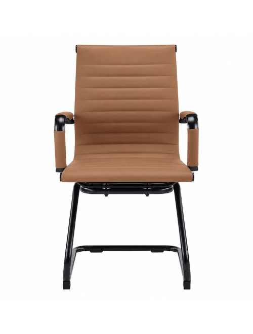 Bonded Leather Visitor Chair Aura Cantilever Brown Office Chair BCL/8003AV/BK-BW - enlarged view