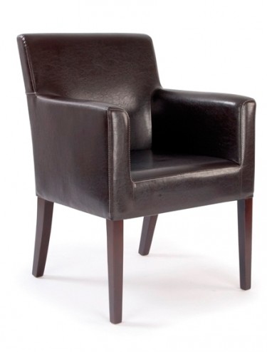 Reception Chair Brown Metro Cubed Armchair Leather Effect 7754/BW by Eliza Tinsley Nautilus